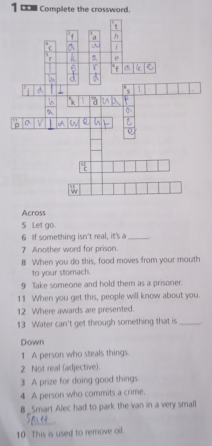 Complete The Crossword Across 5 Let Go 6 StudyX