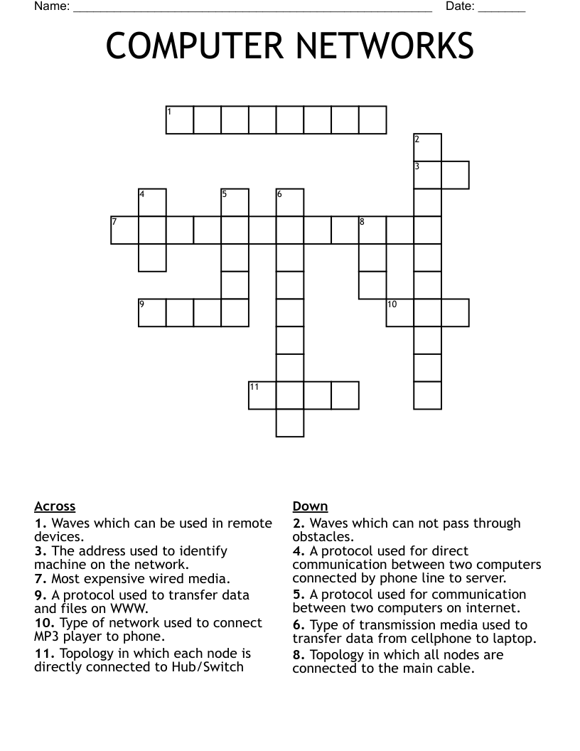 COMPUTER NETWORKS Crossword WordMint