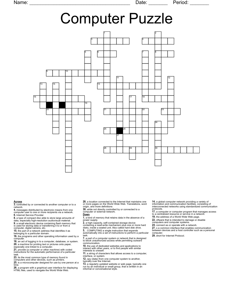 Computer Puzzle Crossword WordMint