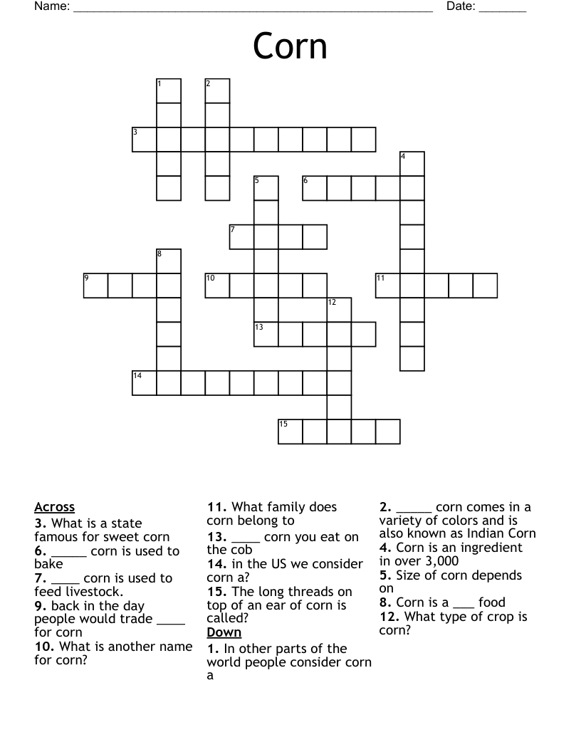Corn Crossword WordMint