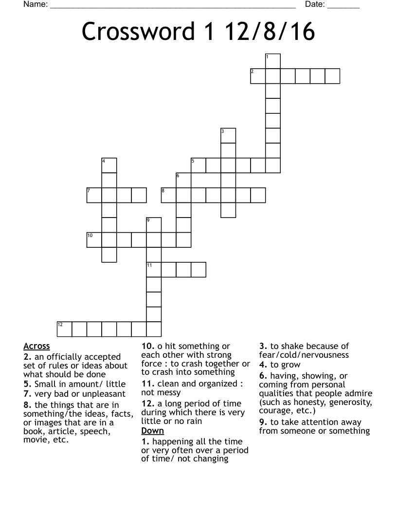Crossword 1 12 8 16 WordMint