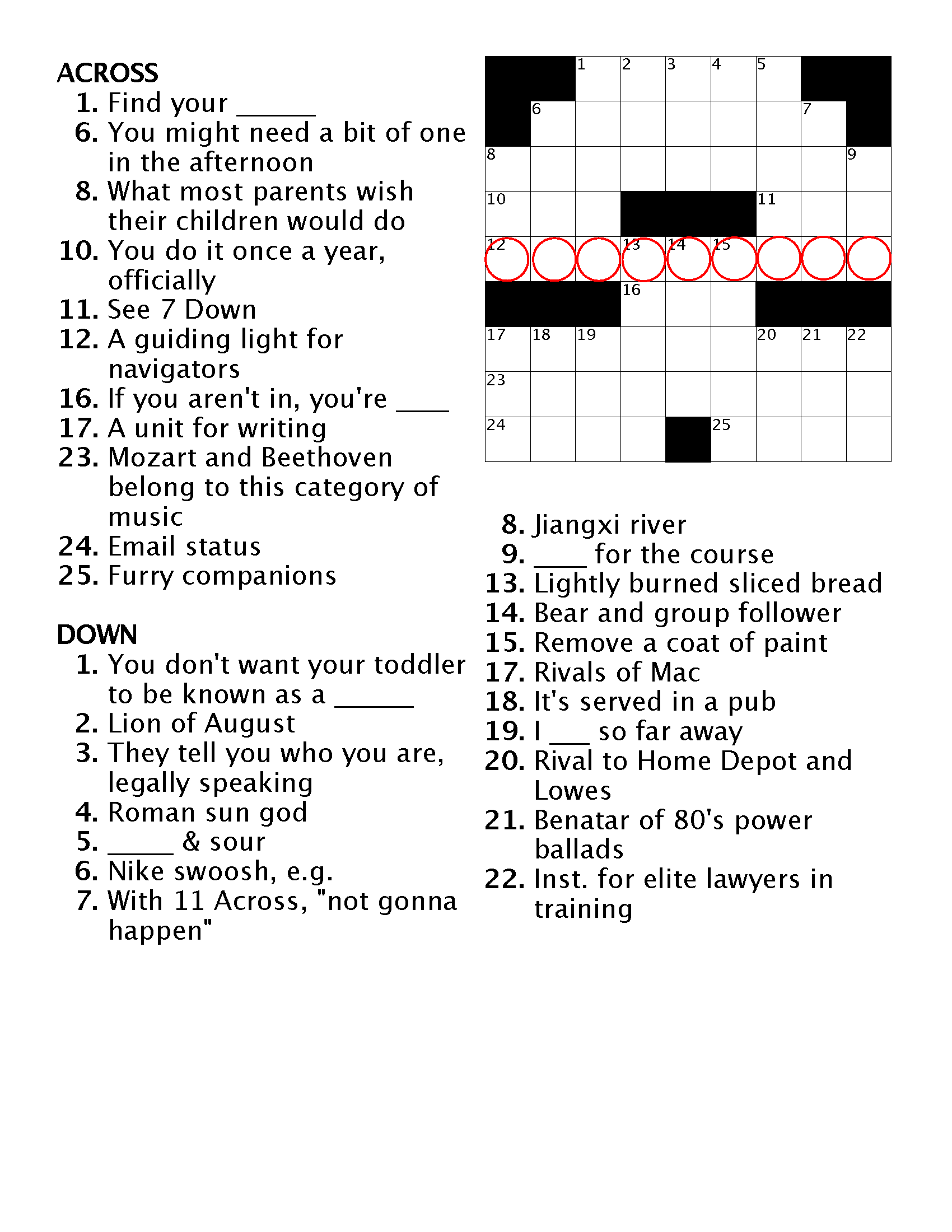 Crossword 1 Ann Arbor District Library