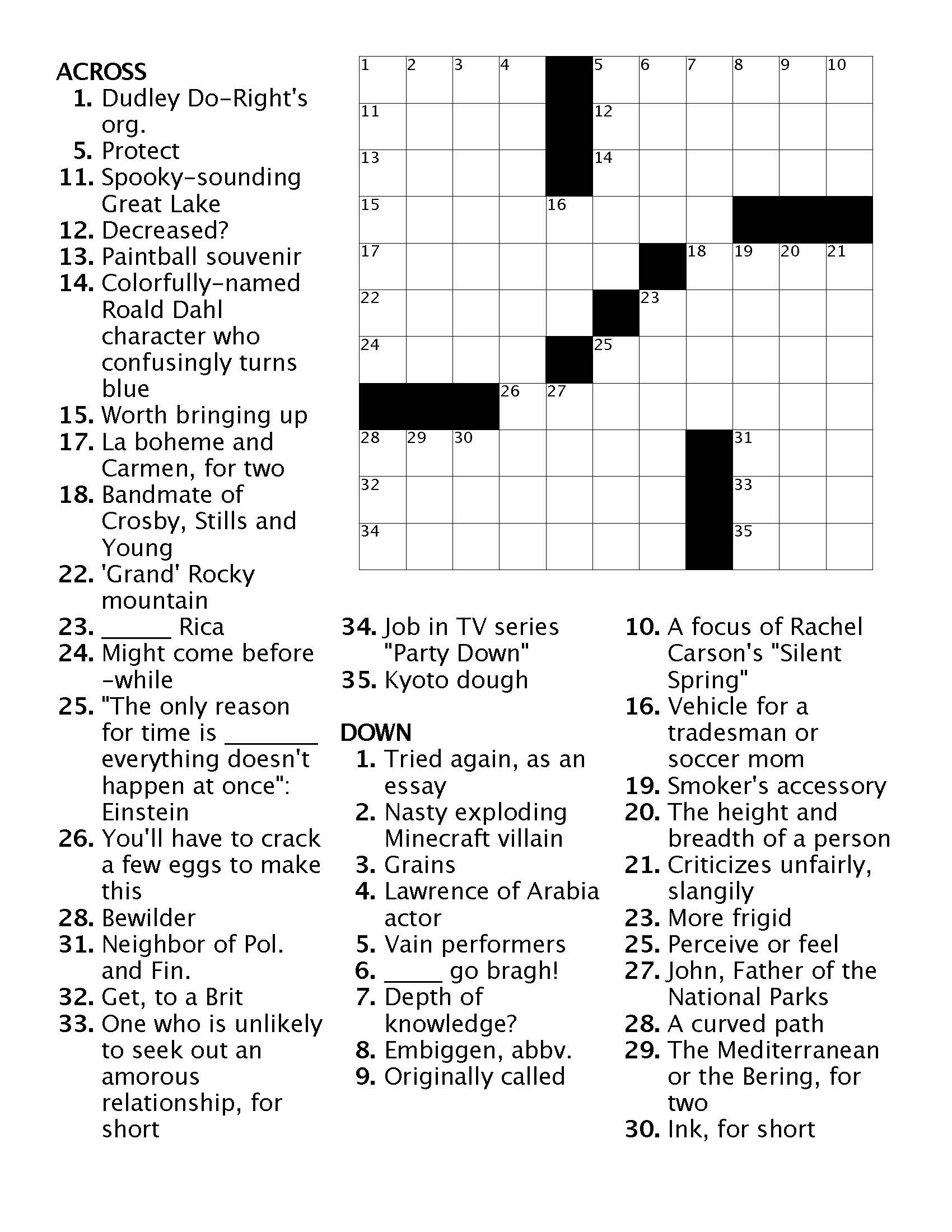 Crossword 1 Ann Arbor District Library