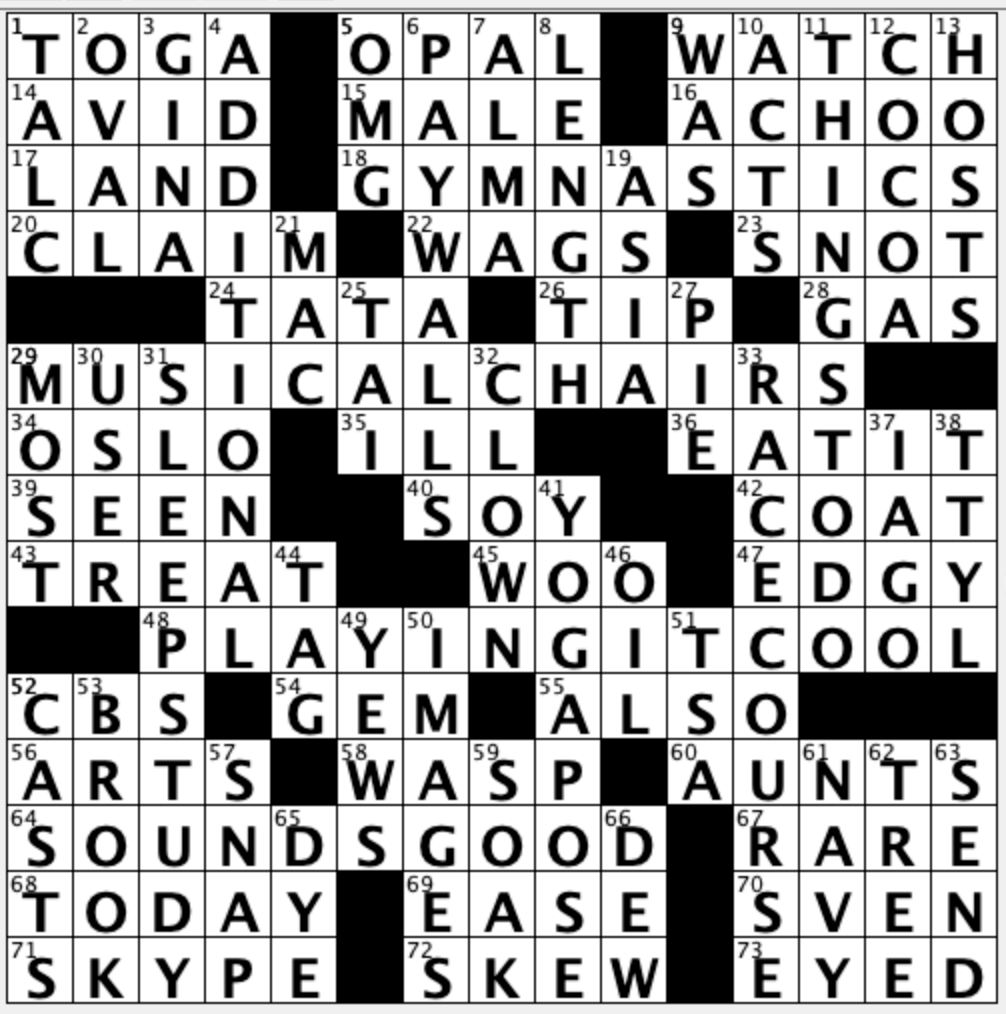 Crossword Blog Answers For August 8 2024 By Sally Hoelscher