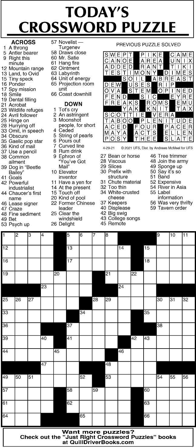 Crossword By McMeel 4 29 Messenger inquirer