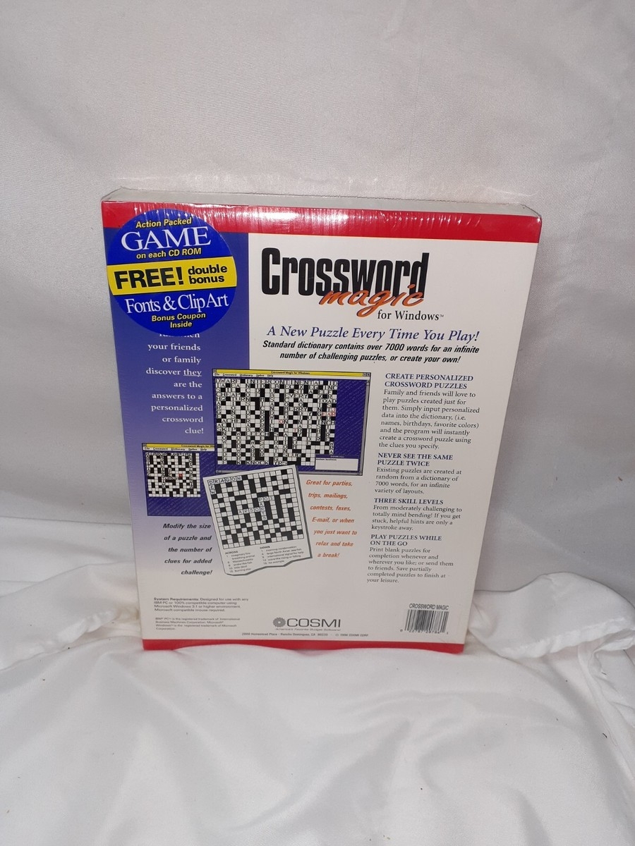 Crossword Magic For Windows Platinum Cosmi Jewel PC CD Rom 3 5 Disk SEALED RARE EBay