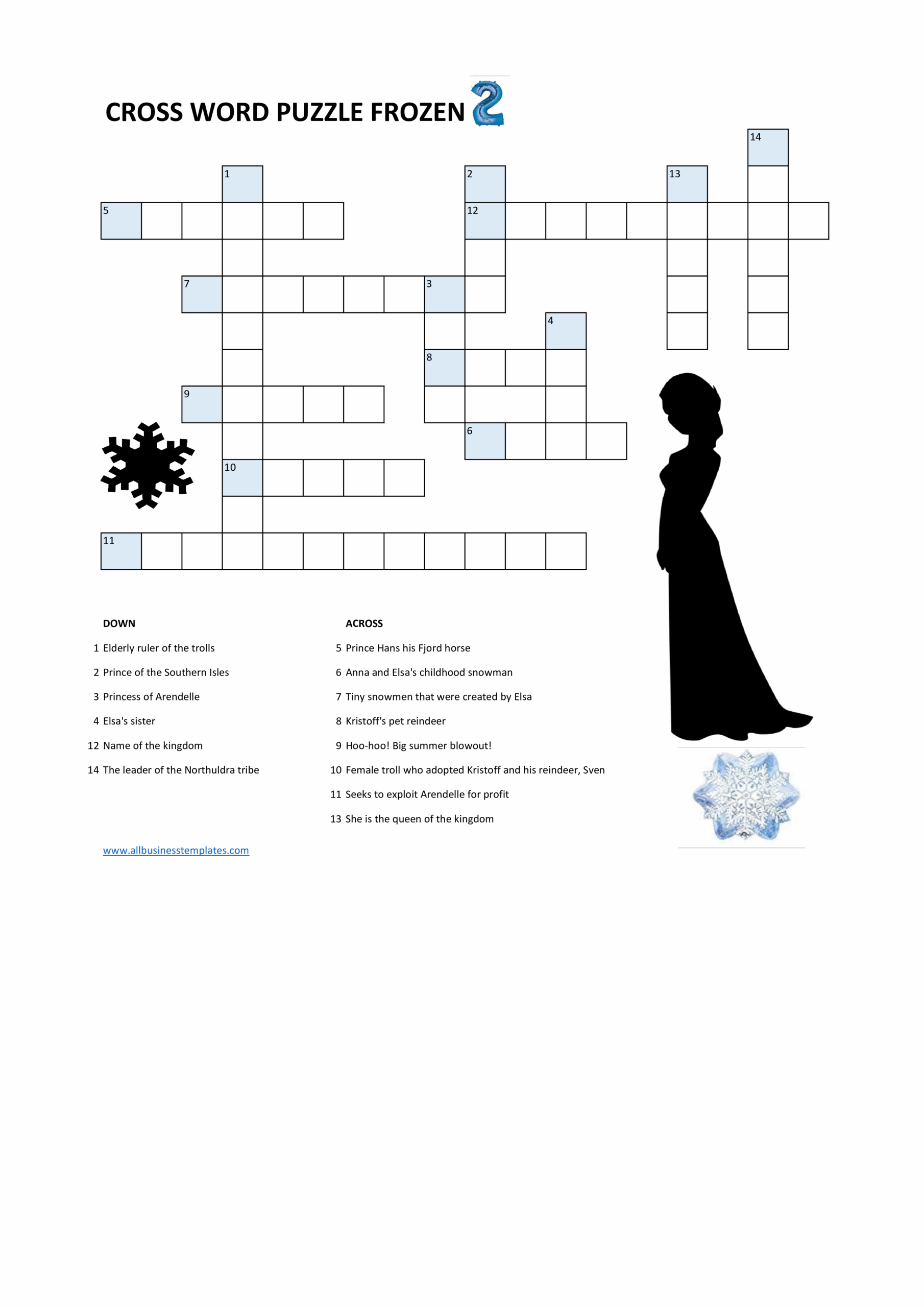 frozen queen crossword clue