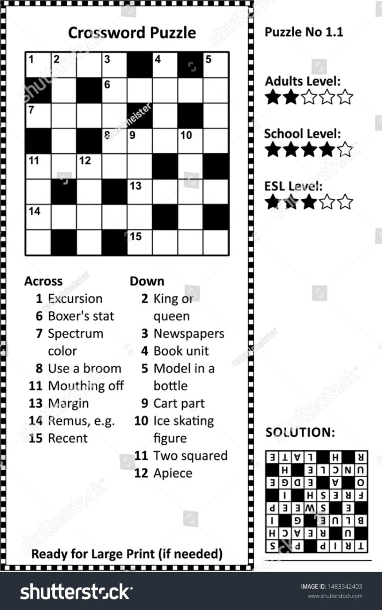 Crossword Puzzle Grid Clues Solution Classic Stock Vector Royalty Free 1483342403 Shutterstock