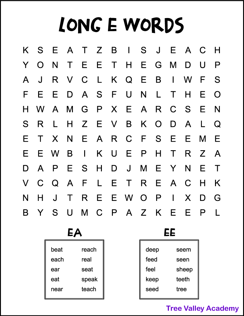 Crossword Puzzle Long Vowels Anywhere Teacher Worksheets Library