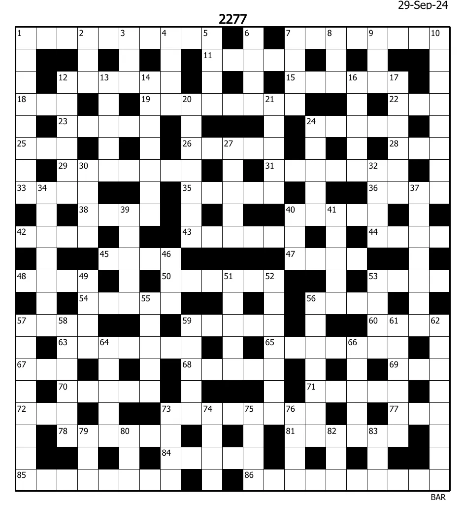 Crossword Puzzle Number 2277