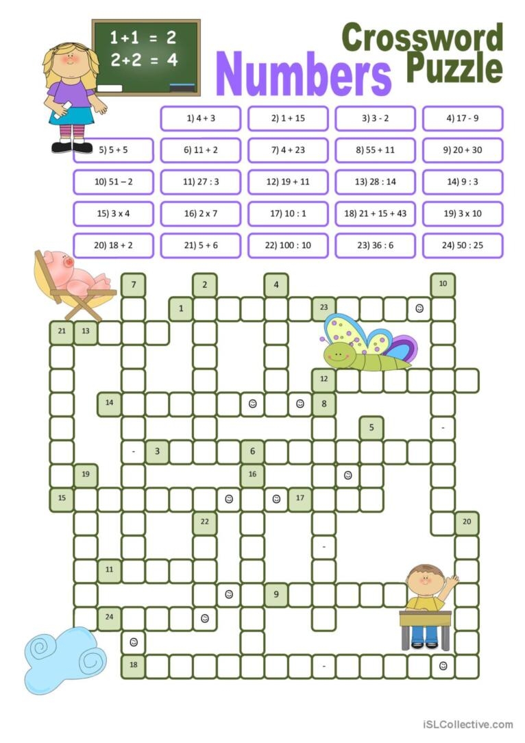 Crossword Puzzle Numbers Crossword English ESL Worksheets Pdf Doc