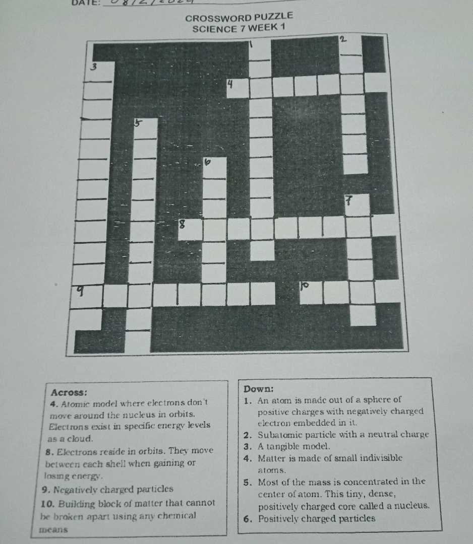 CROSSWORD PUZZLE SCIENCE 7 WEEK 1 Across 4 StudyX