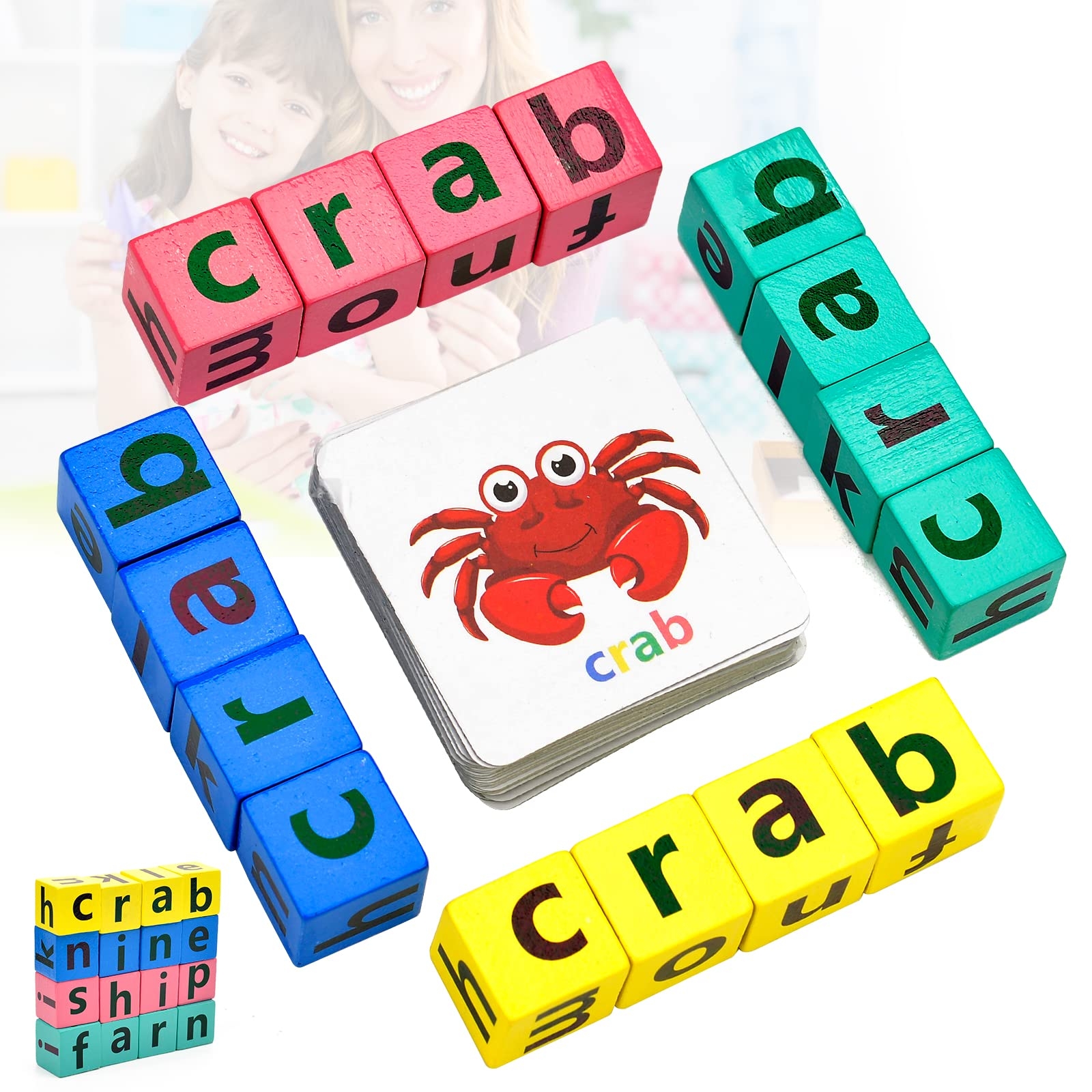Crossword Puzzle Spelling Word Games Wooden Alphabet Puzzles Blocks Matching Letter Game Kids Toys Alphabet Flash Cards Toys Montessori Learning Toy For 3 Kids 1PCS Amazon co uk Toys Games