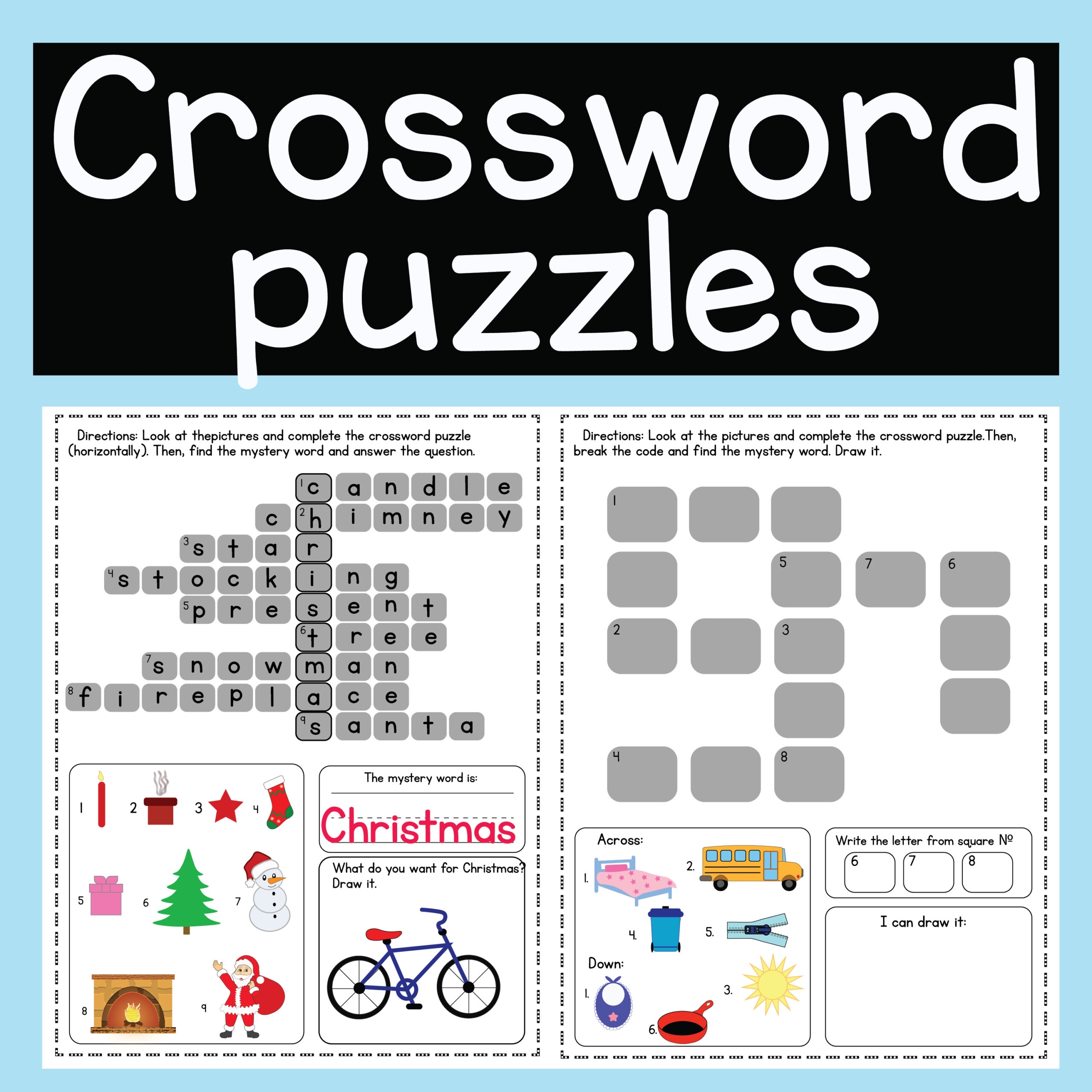 Crossword Puzzles Do The Puzzle Find The Mystery Word And Draw It Made By Teachers