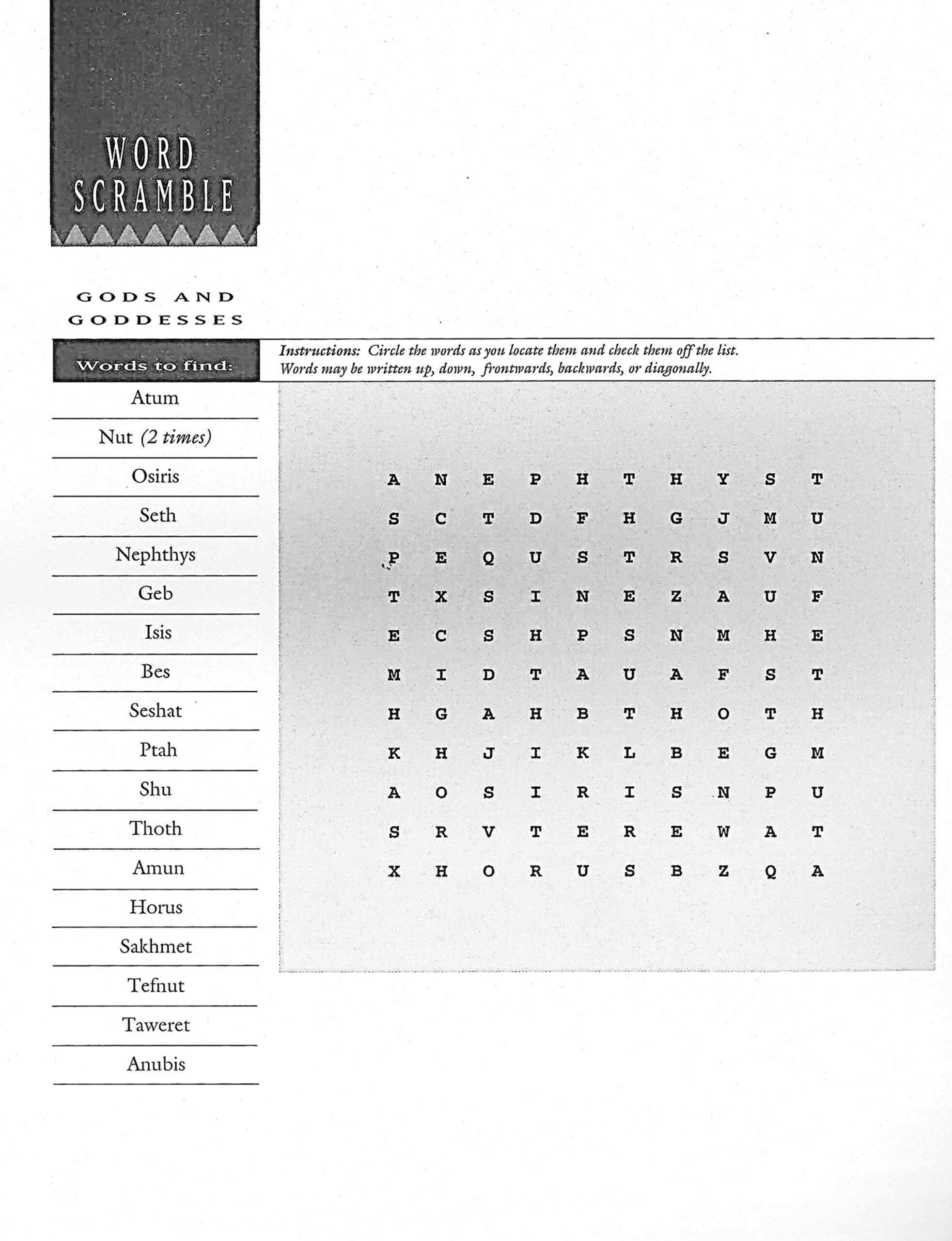 egyptian goddess crossword clue