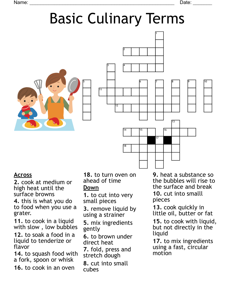Culinary Terms Crossword WordMint
