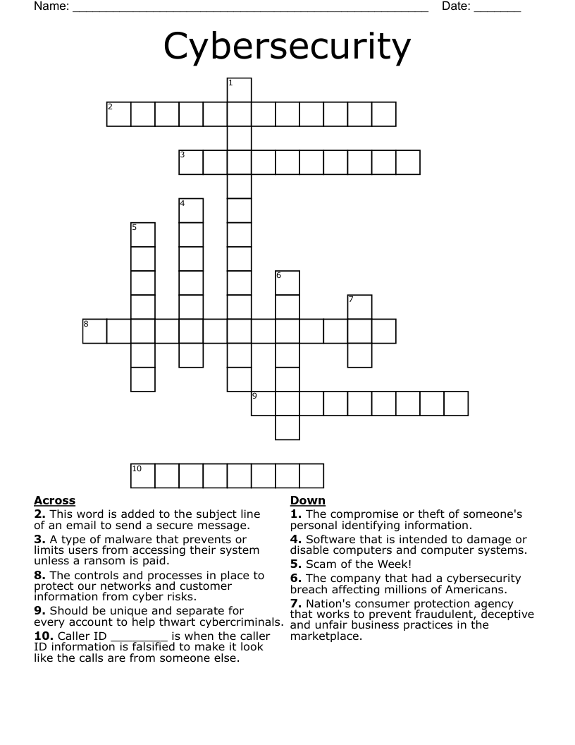 Cybersecurity Crossword WordMint
