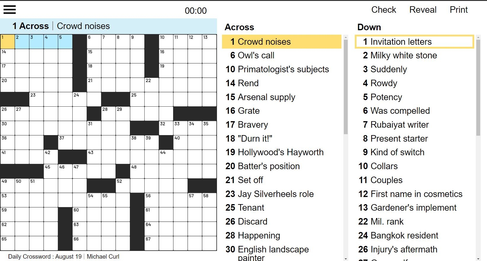 Daily American Crossword Puzzle Free Online Game Dictionary