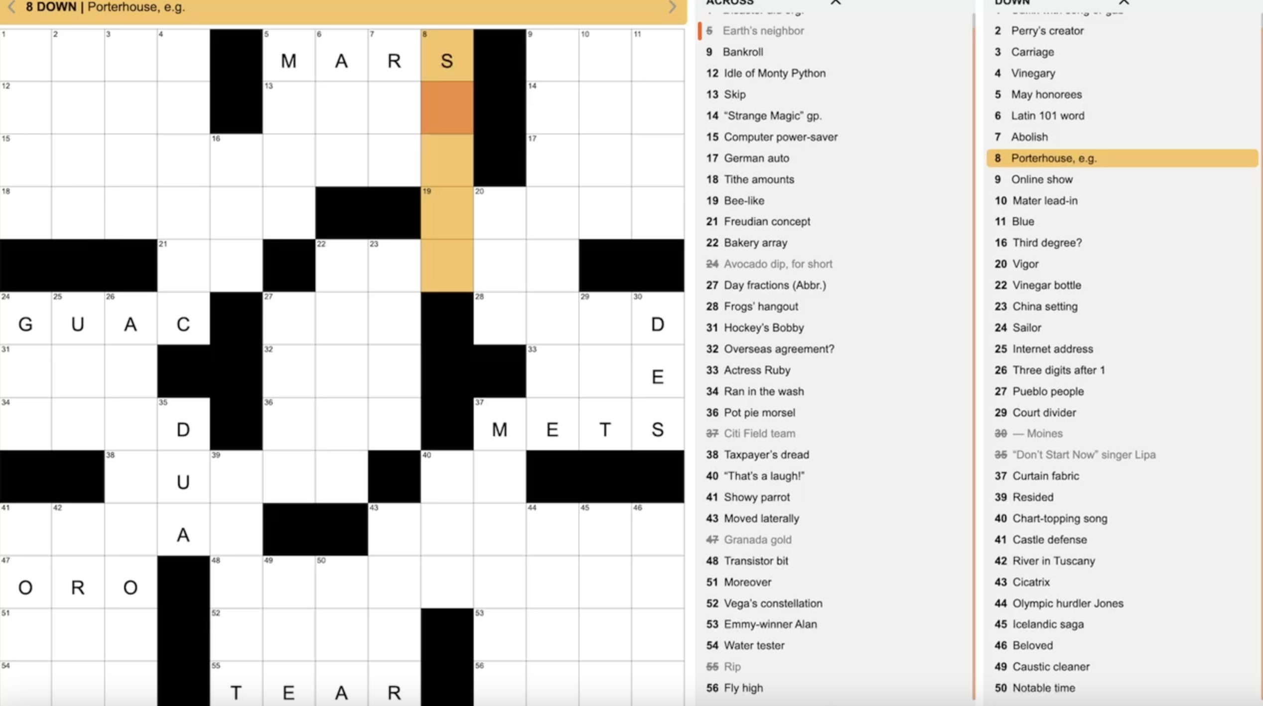 right away crossword clue