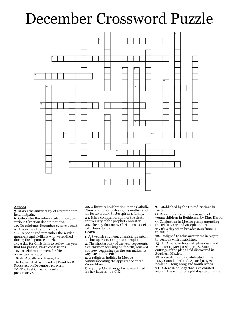 secular crossword puzzle clue