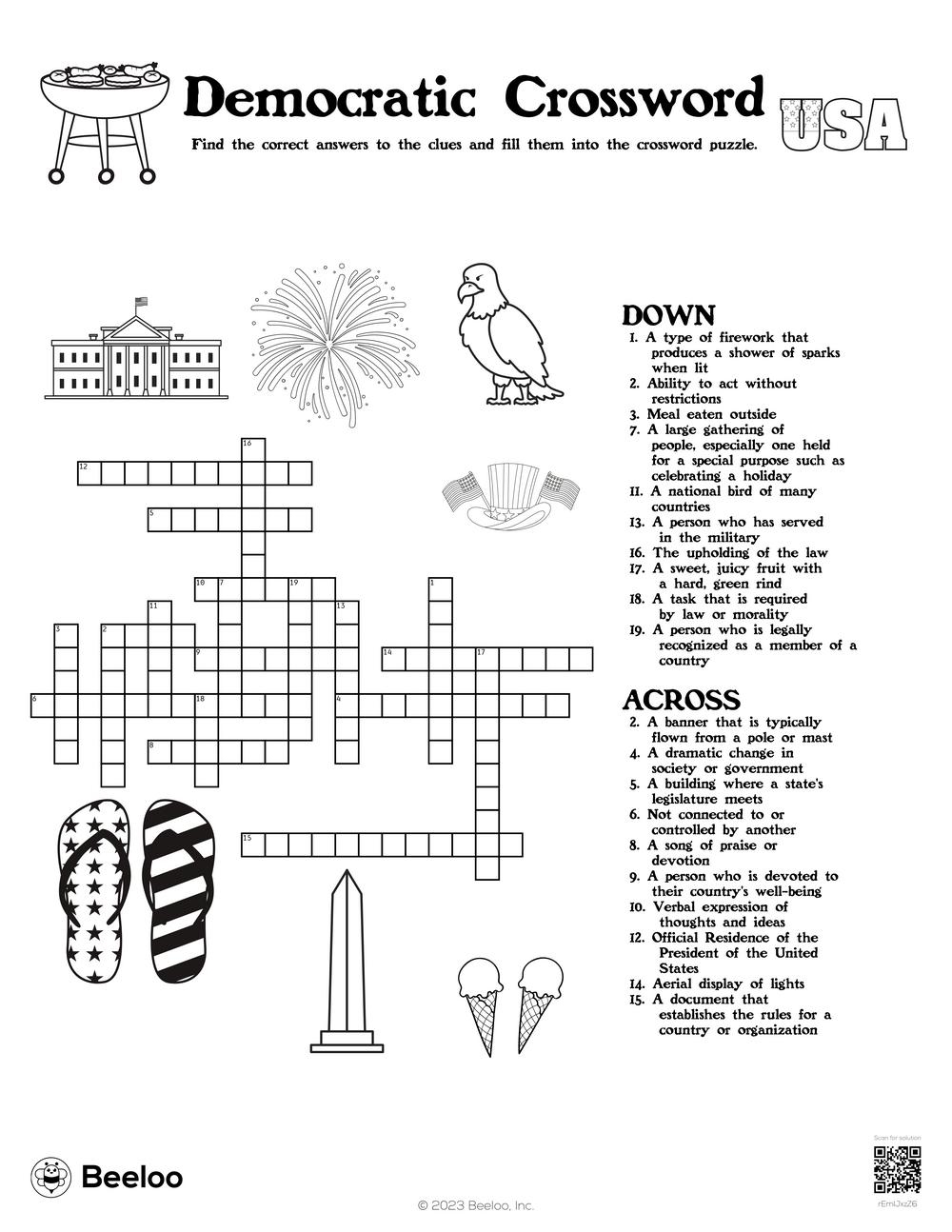 Democratic Crossword Beeloo Printable Crafts And Activities For Kids