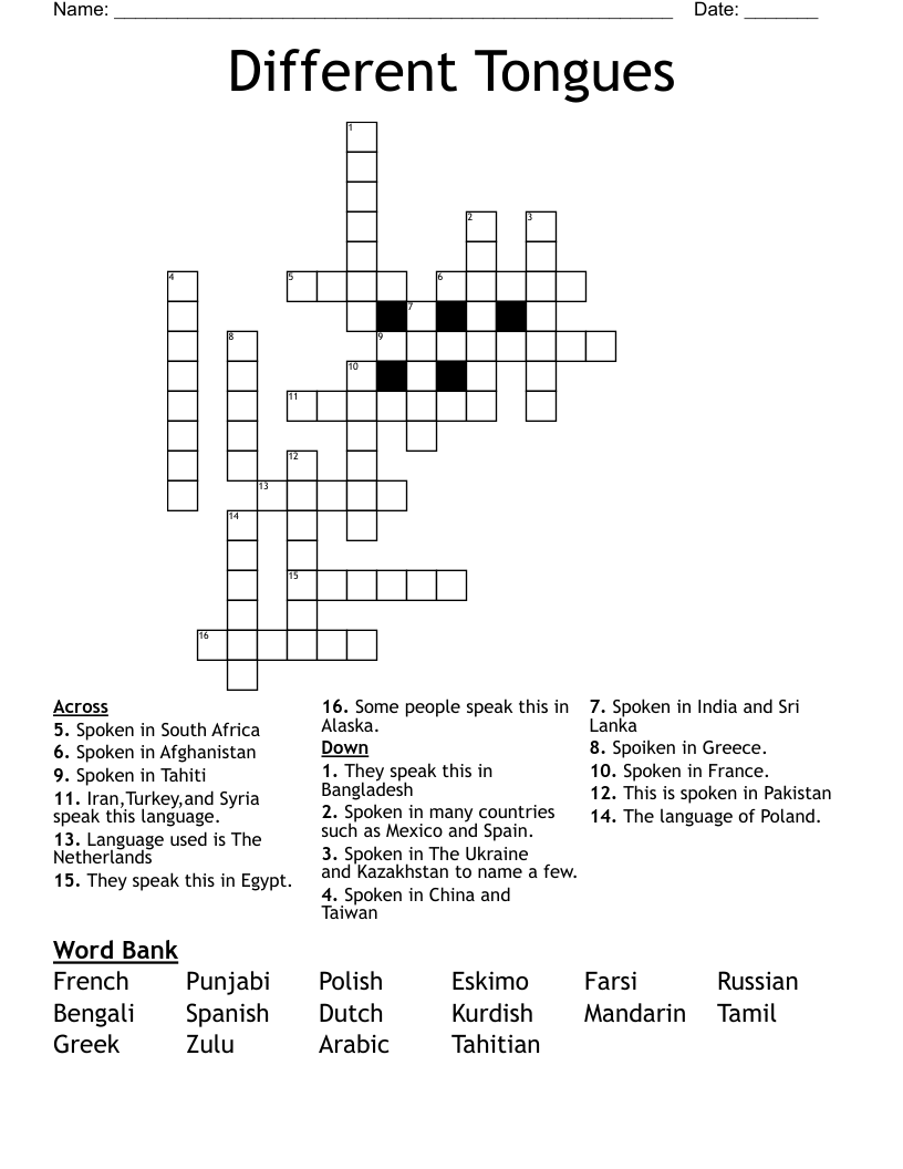 language of pakistan crossword clue