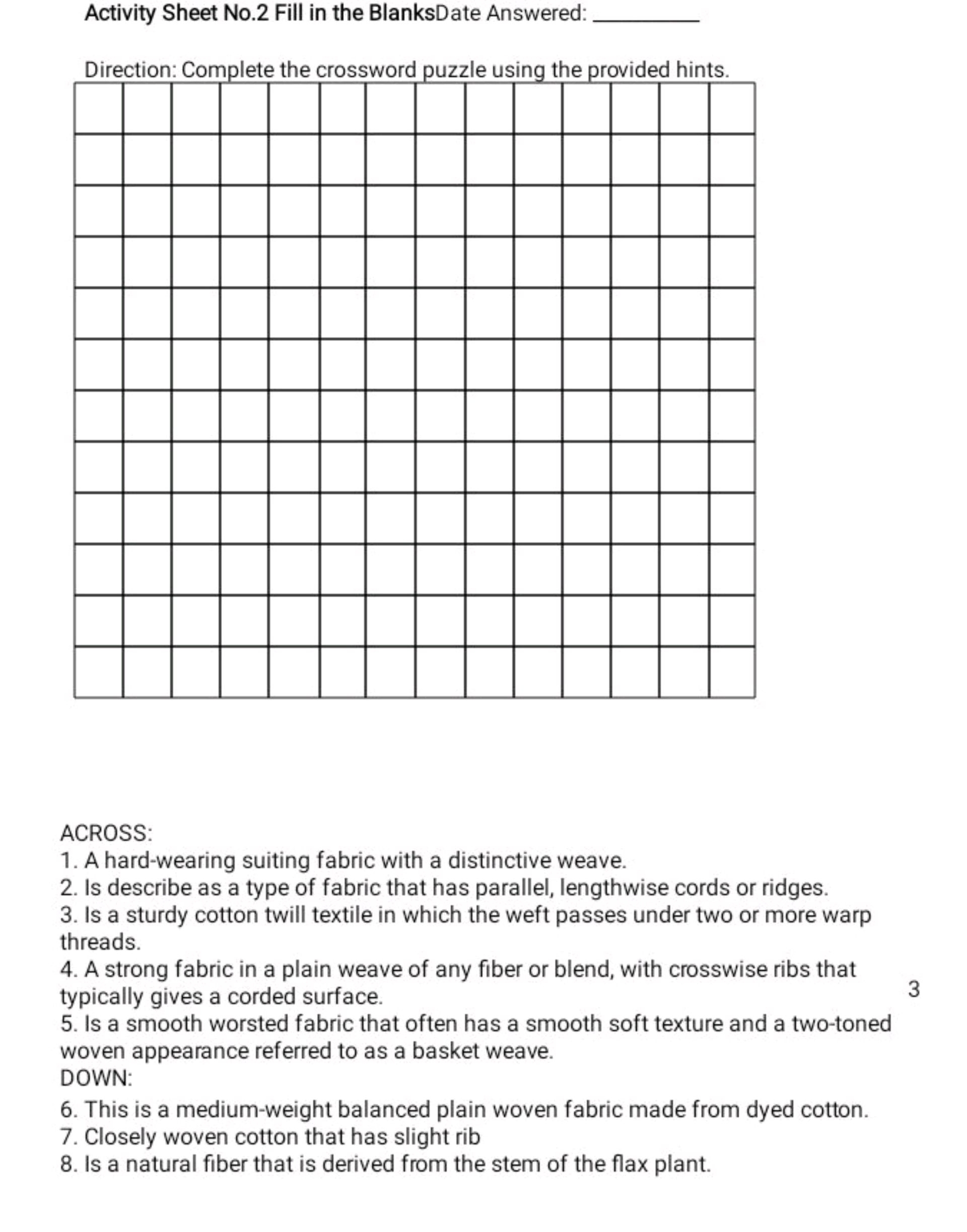 Direction Complete The Crossword Puzzle StudyX