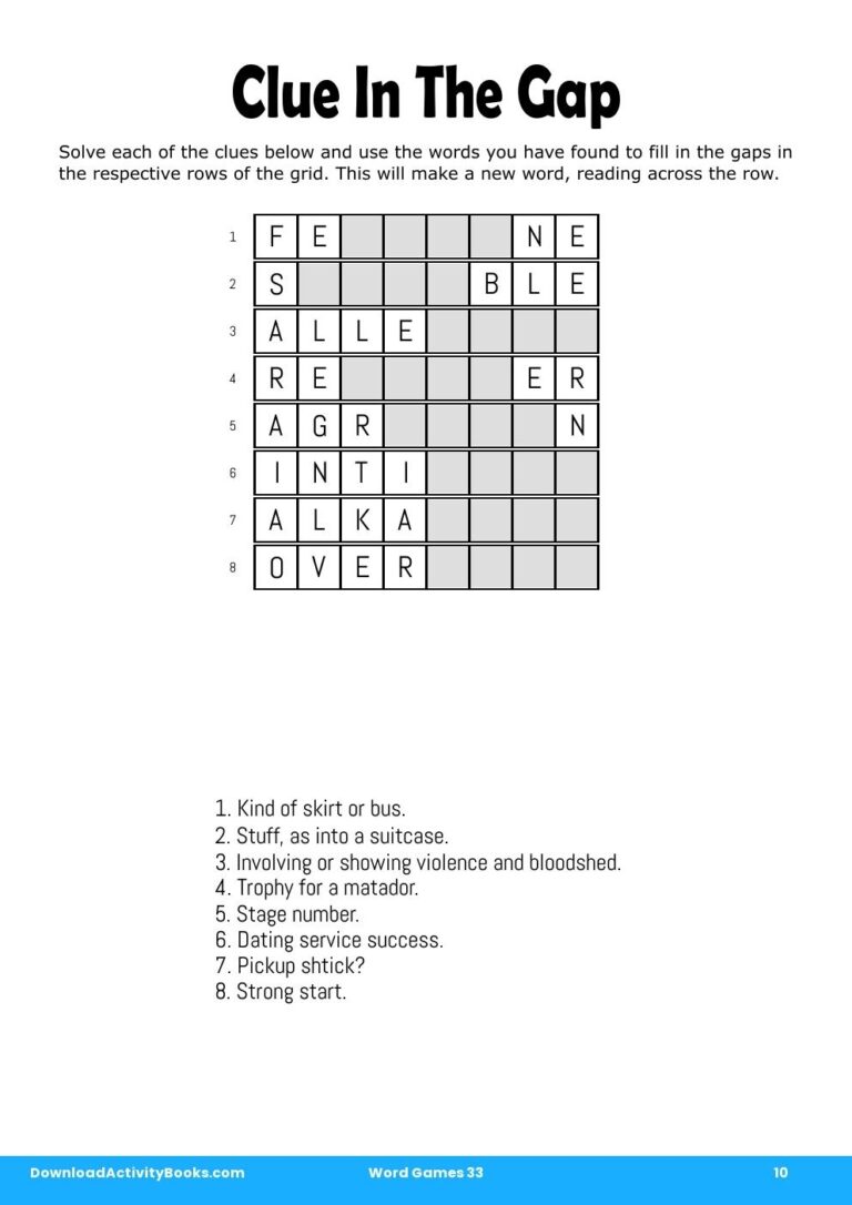 Download Clue In The Gap In Word Games 33