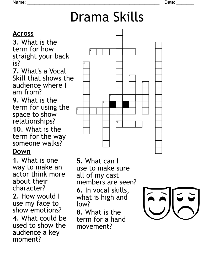 Drama Skills Crossword WordMint