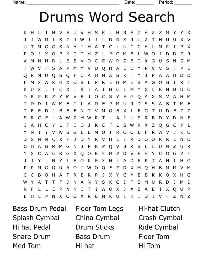 Drums Word Search WordMint Drums Word Search WordMint