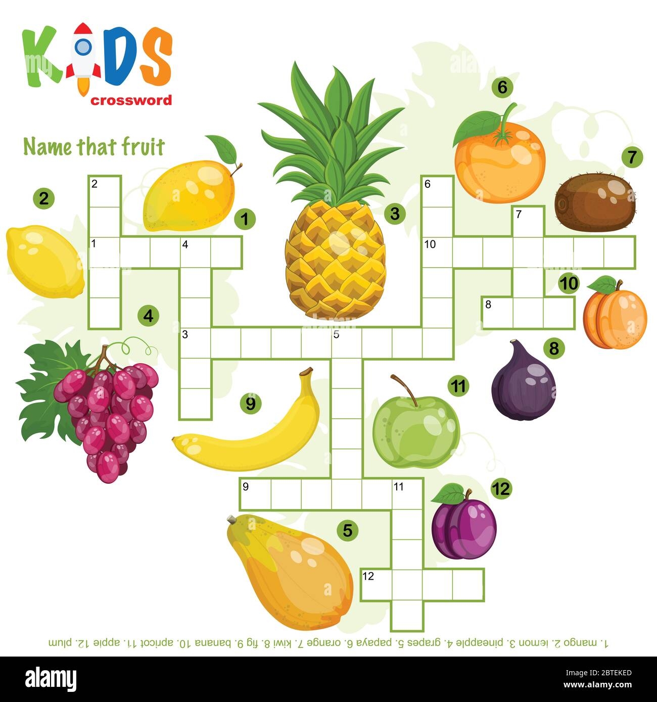 Easy Crossword Puzzle Name That Fruit For Children In Elementary And Middle School Fun Way To Practice Language Comprehension And Expand Vocabular Stock Vector Image Art Alamy