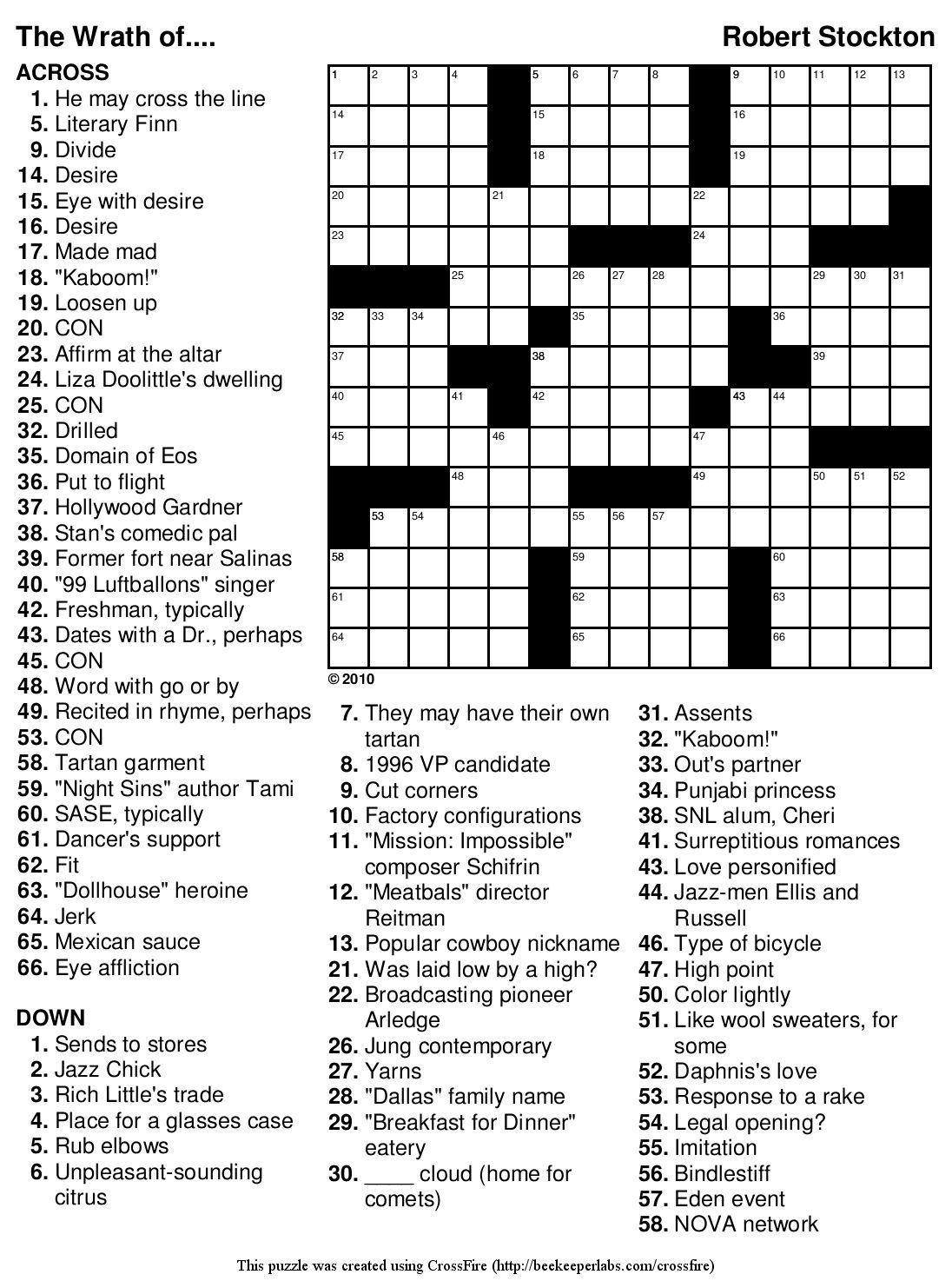 easy crossword puzzles to print