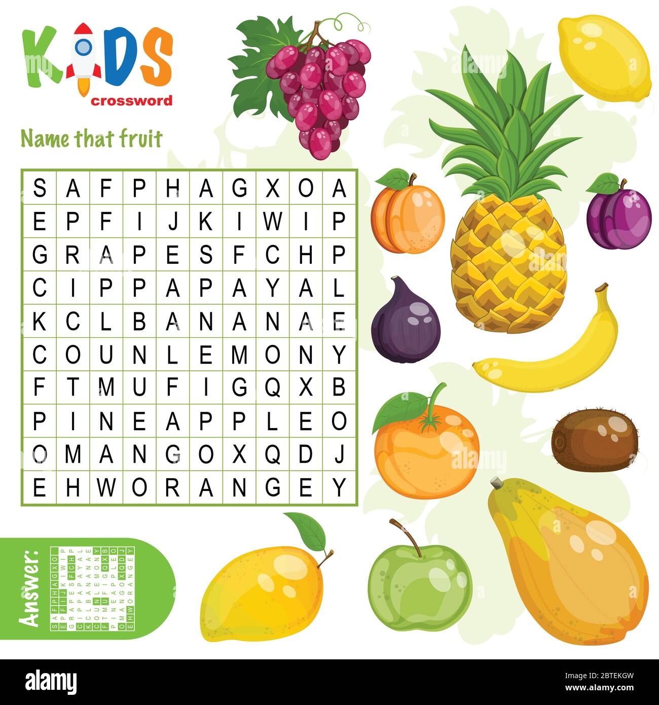 Easy Word Search Crossword Puzzle Name That Fruit For Children In Elementary And Middle School Fun Way To Practice Language Comprehension And Expa Stock Vector Image Art Alamy