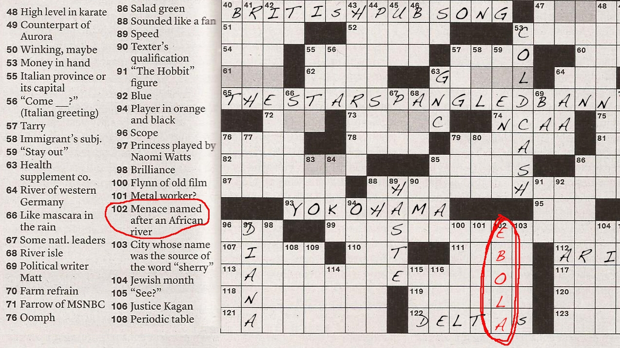 Ebola Invades The New York Times Sunday Crossword KCUR Kansas City News And NPR
