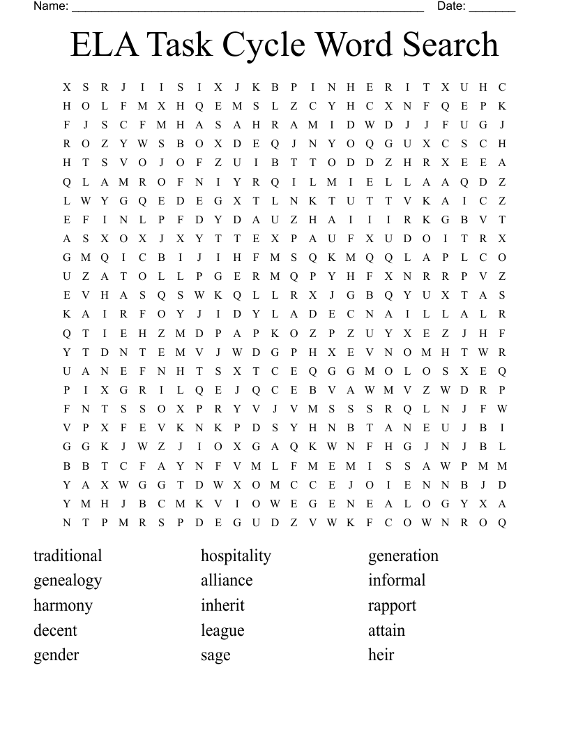 Ela Test Word Search WordMint
