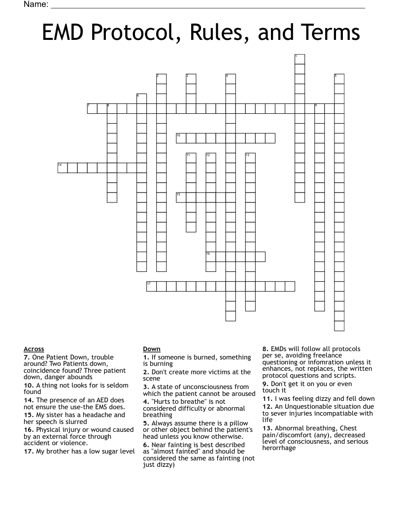 EMD Protocol Rules And Terms Crossword WordMint