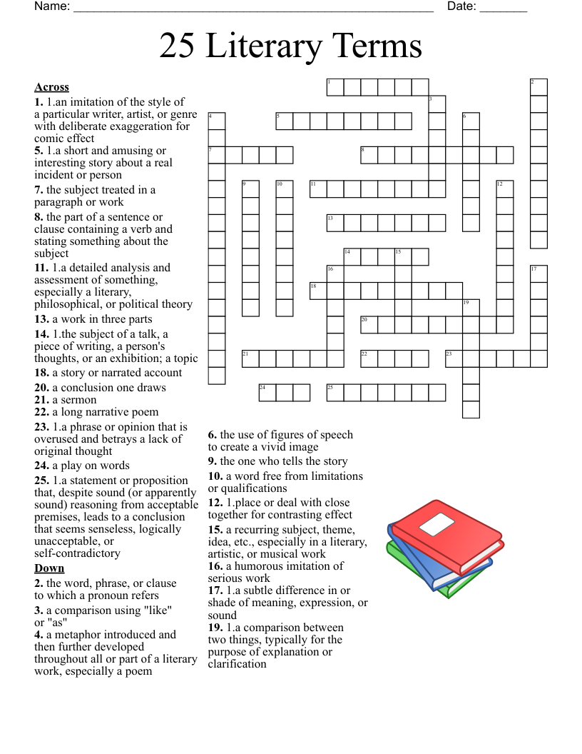 English 1 Honors Crossword WordMint