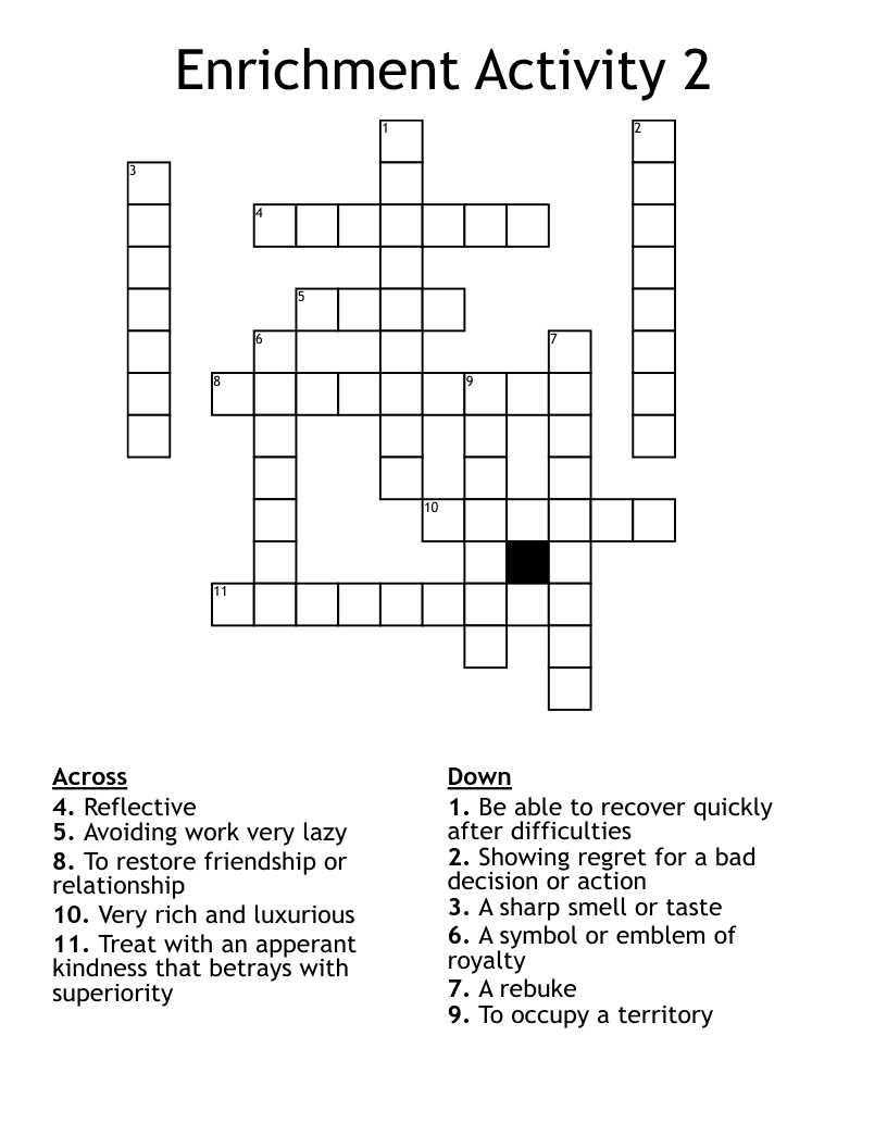 Enrichment Activity 2 Crossword WordMint