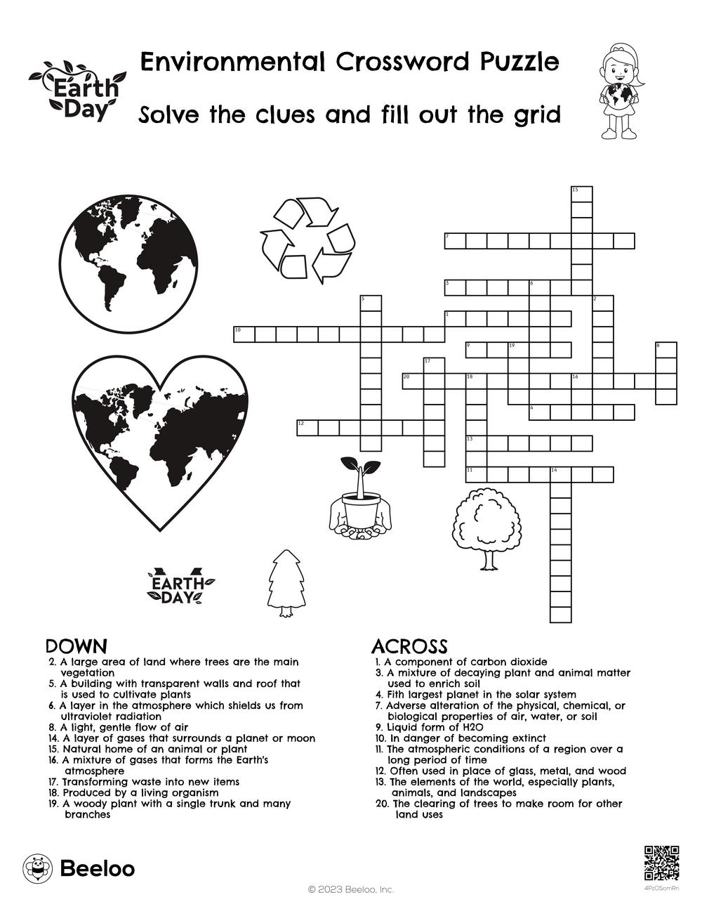 Environmental Crossword Puzzle Beeloo Printable Crafts And Activities For Kids