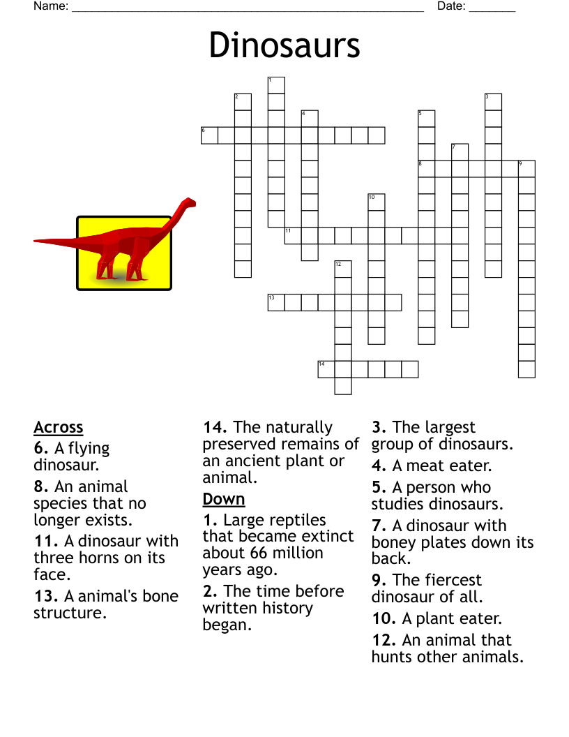 Extinct Animals Crossword WordMint