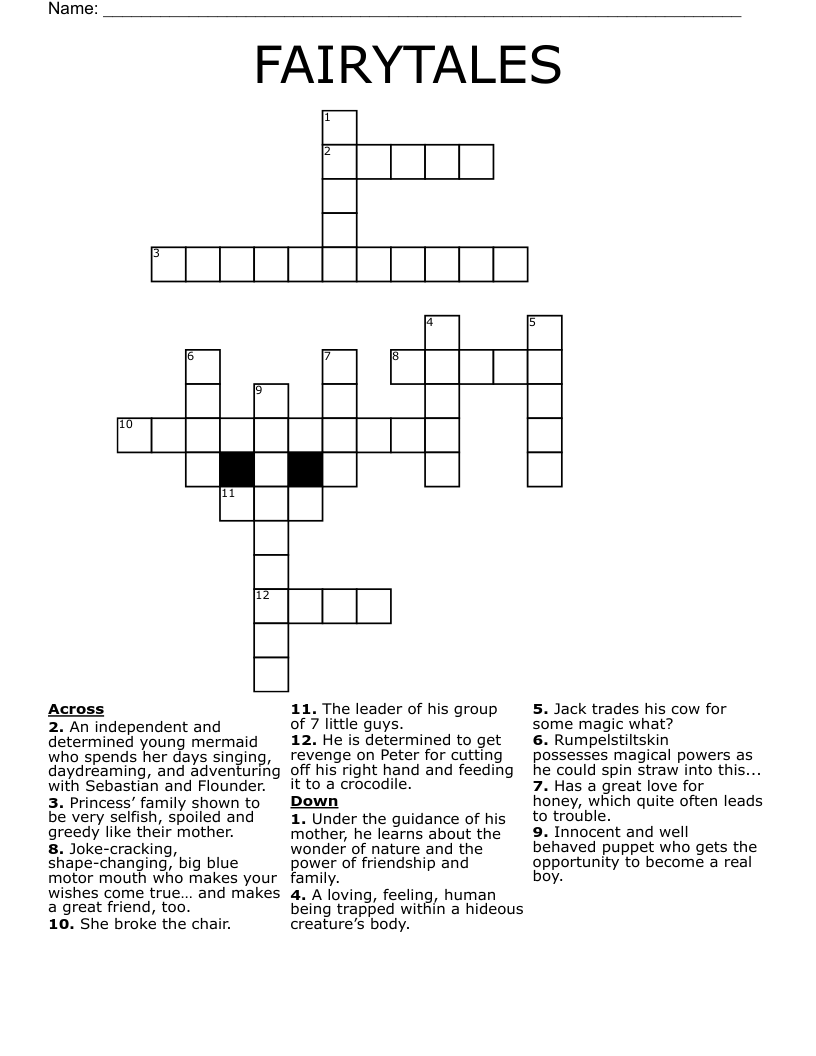 FAIRYTALES Crossword WordMint