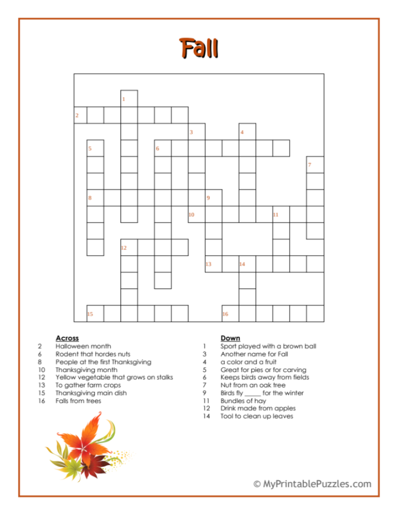 free printable crossword puzzles for adults