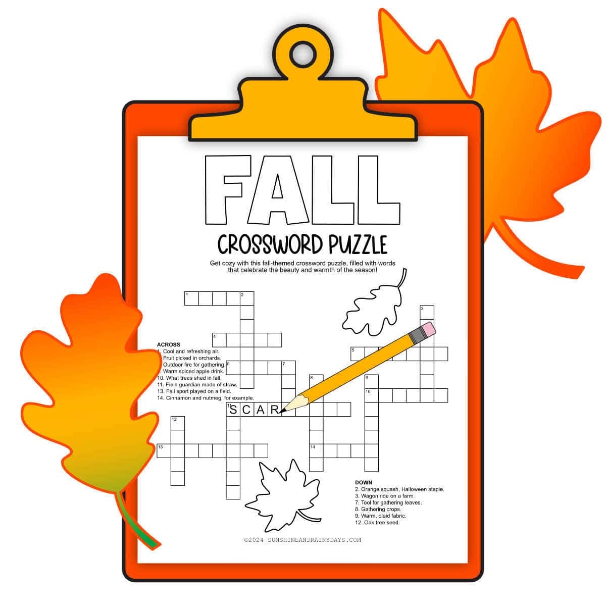Fall Crossword Puzzle Sunshine And Rainy Days Fall Crossword Puzzle Sunshine And Rainy Days