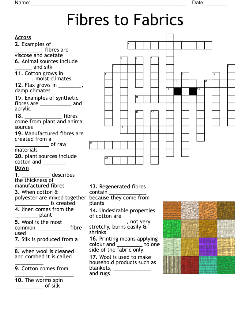 cotton fabric crossword clue