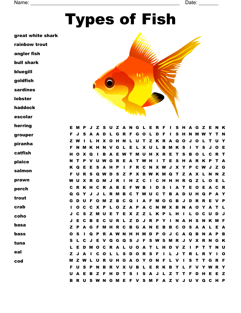Fish Crossword WordMint