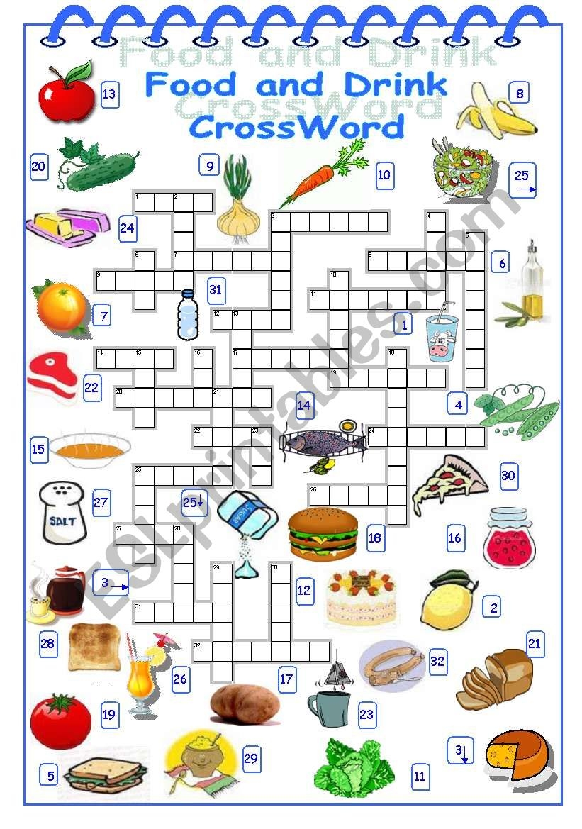 Food And Drink Crossword ESL Worksheet By Alyona C  Food And Drink Crossword ESL Worksheet By Alyona C