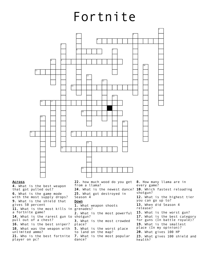 Fortnite Crossword WordMint