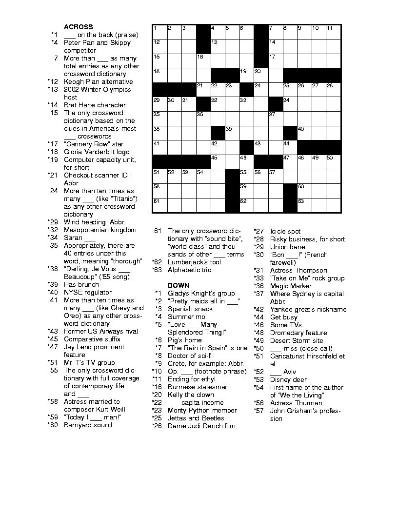printable crossword puzzles for adults