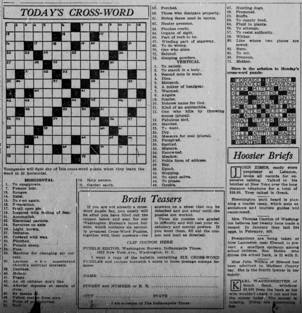 free crossword puzzles washington post