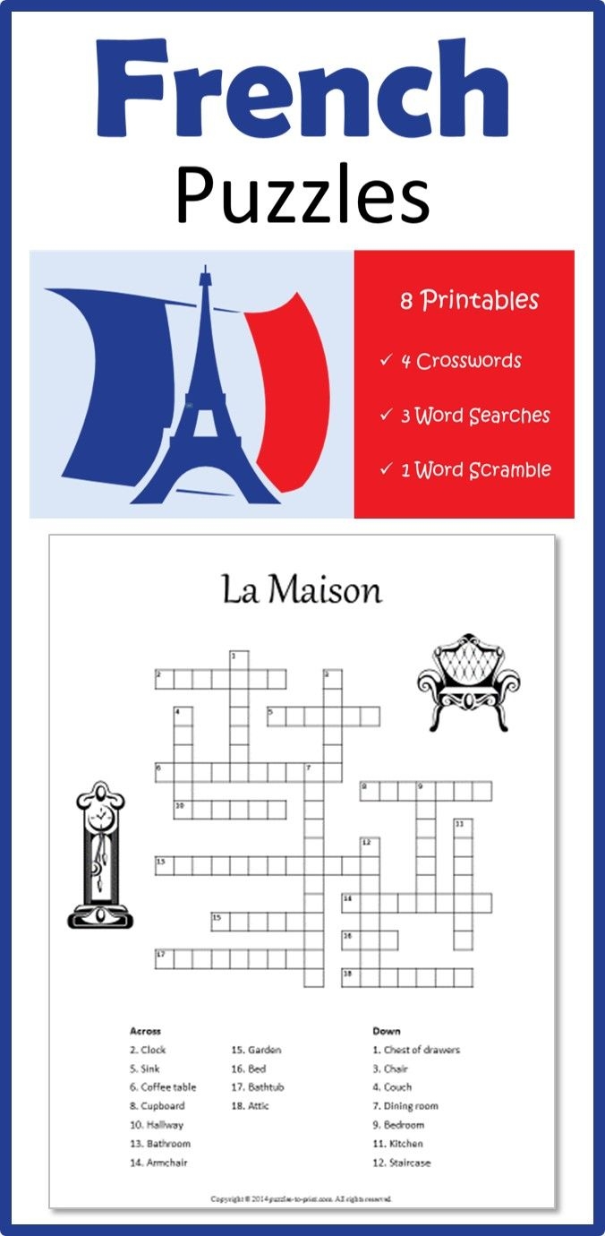 French Vocabulary Puzzles A Great Way To Effortlessly Increase Your French Vocabulary Word Searches Crosswords And Word Scrambles On A Variety Of Subjects Including La Maison Shopping Le Corps Humain And